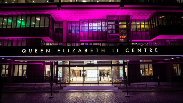 Queen Elizabeth II Centre at night